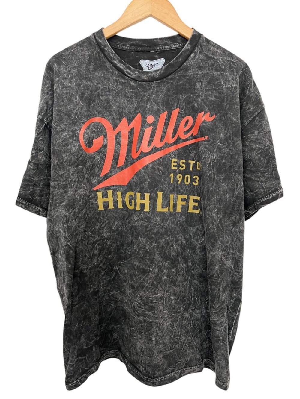 NWOT Miller High Life Men’s T-Shirt Distressed Acid Wash XL